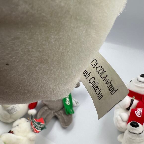 Vintage Lot 8 Coca Cola Polar Bear Bean Bag Plush Seal Christmas Ornaments - Picture 10 of 13